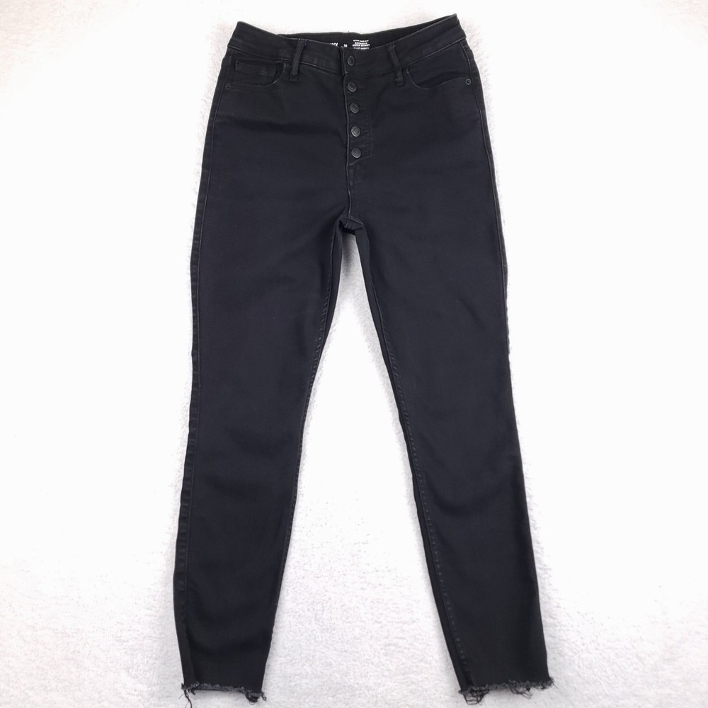 Old Navy Rockstar Super Skinny Jeans Black Extra High Rise Button Fly Size 10